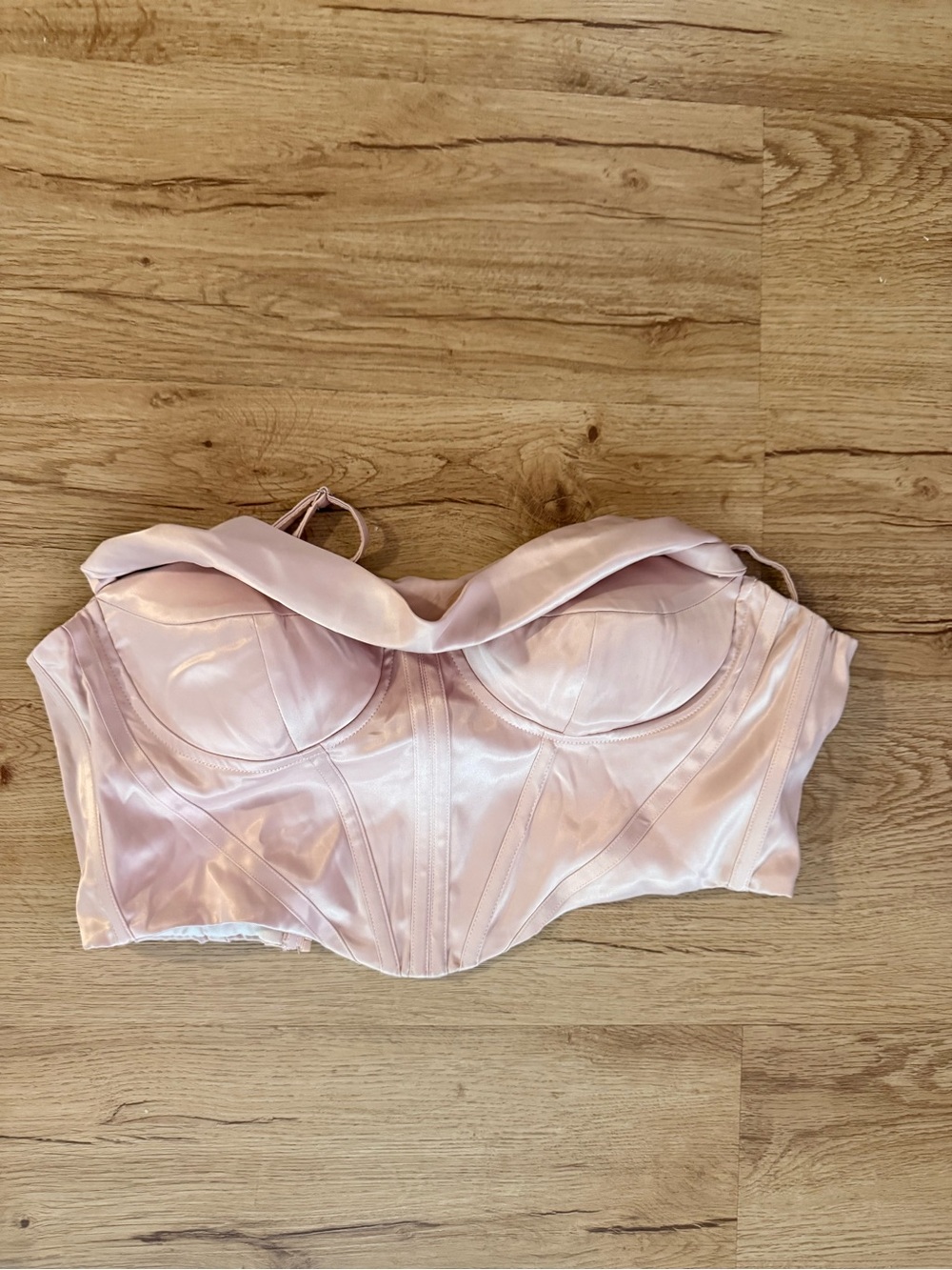 Pink Satin Corset Bralette with Structured Support